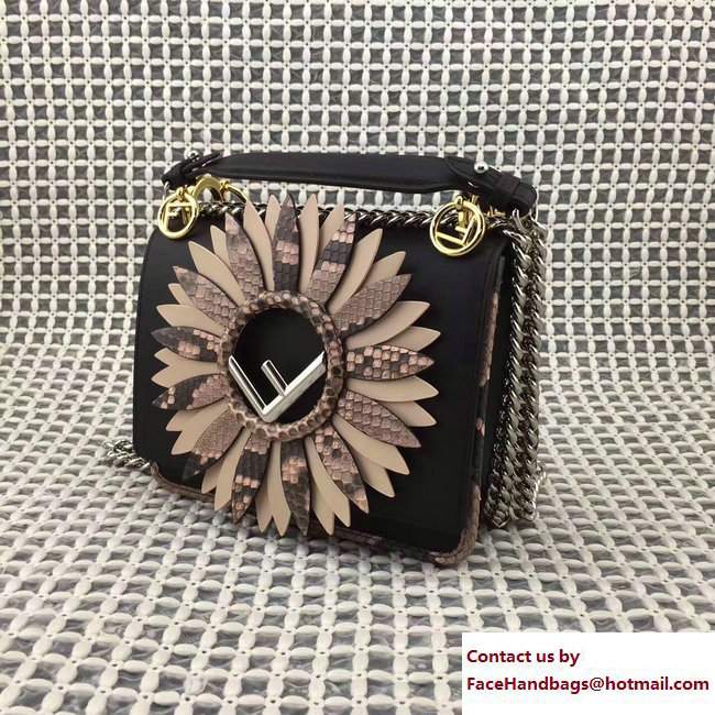 Fendi Gerbera Flower Mini Kan I Logo F Bag Black 2017