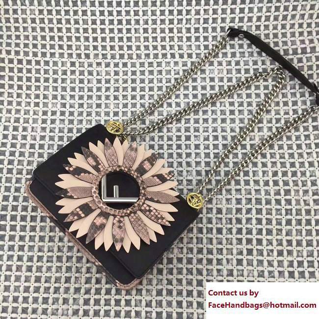 Fendi Gerbera Flower Mini Kan I Logo F Bag Black 2017