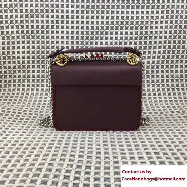 Fendi Gerbera Flower Mini Kan I Logo F Bag Burgundy 2017