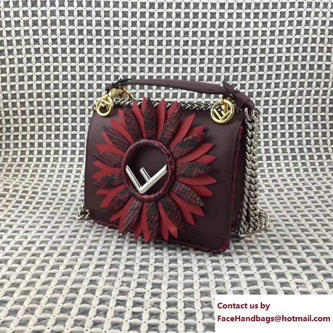 Fendi Gerbera Flower Mini Kan I Logo F Bag Burgundy 2017