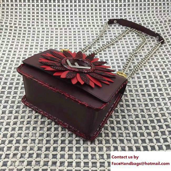 Fendi Gerbera Flower Mini Kan I Logo F Bag Burgundy 2017