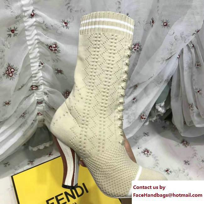 Fendi Heel 10cm Fabric Rockoko Runway Ankle Boots Beige 2017