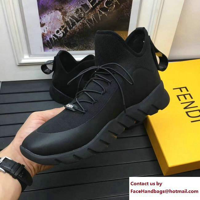 Fendi Vocabulary Knitted Men's Low Top Sneakers Black 2017