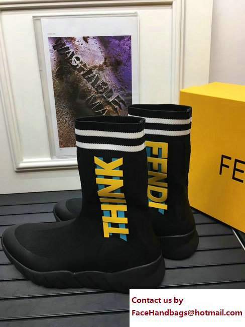 Fendi Vocabulary THINK Fabric Men's High Sneakers Black 2017