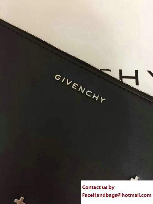 Givenchy Clutch Pouch Bag Silver Cross Black 2017