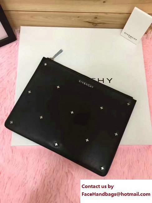 Givenchy Clutch Pouch Bag Silver Cross Black 2017