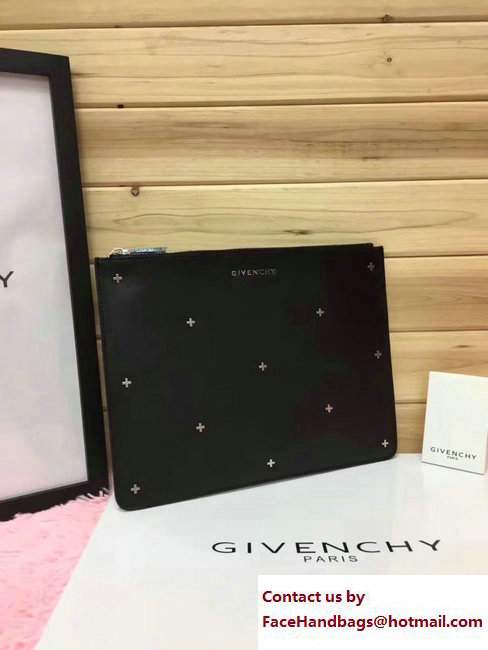 Givenchy Clutch Pouch Bag Silver Cross Black 2017