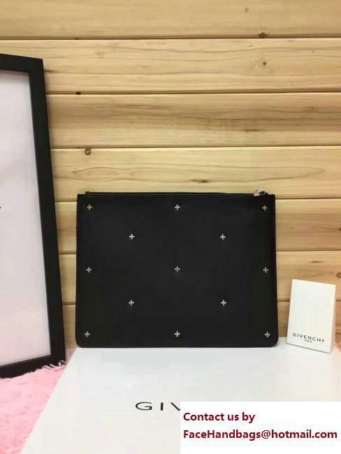 Givenchy Clutch Pouch Bag Silver Cross Black 2017