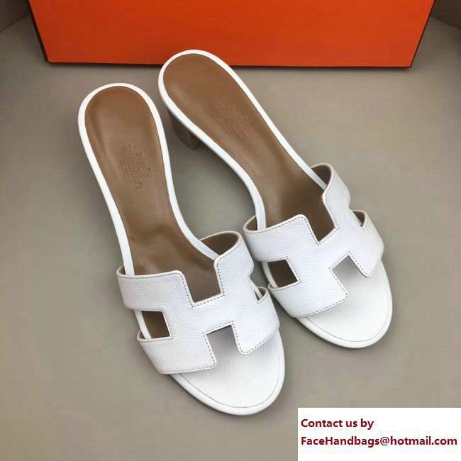 Hermes Heel 5cm Oasis Slipper Sandals in Epsom Calfskin White