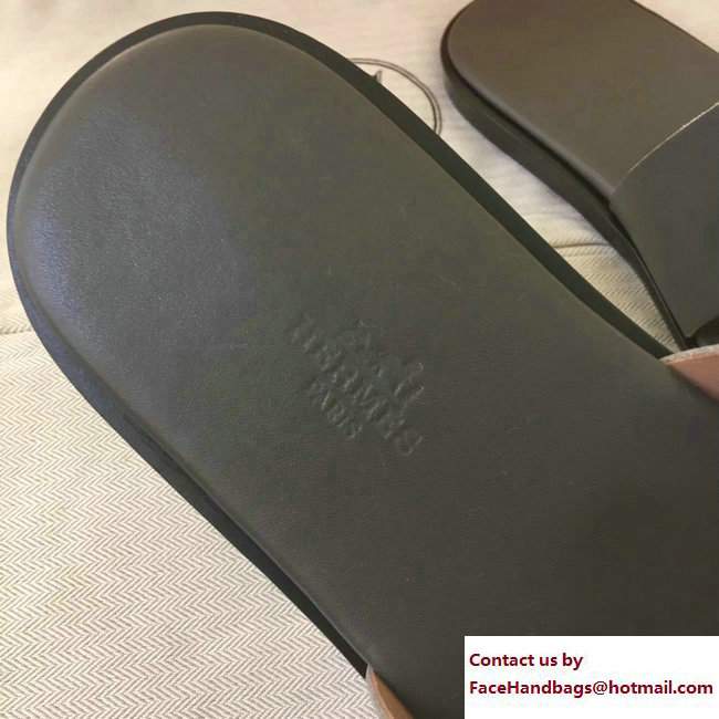 Hermes Izmir Men's Slipper Sandals in Box Calfskin Gray