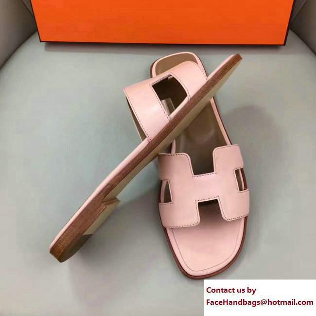 Hermes Oran Slipper Sandals in Box Calfskin Pink