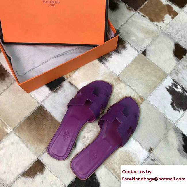 Hermes Oran Slipper Sandals in Epsom Calfskin Purple