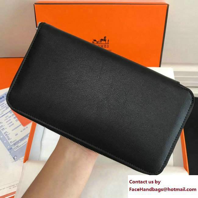 Hermes Swift Leather Cards Zipper Wallet Black