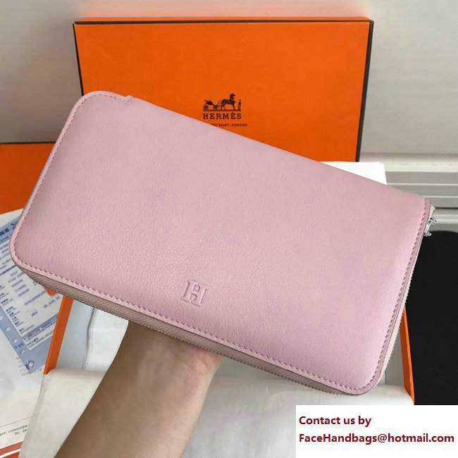 Hermes Swift Leather Cards Zipper Wallet Cherry Pink