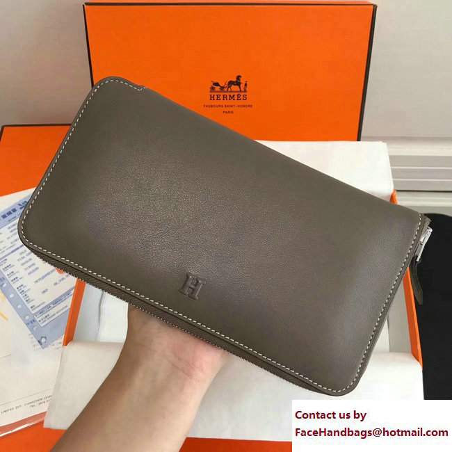 Hermes Swift Leather Cards Zipper Wallet Etoupe