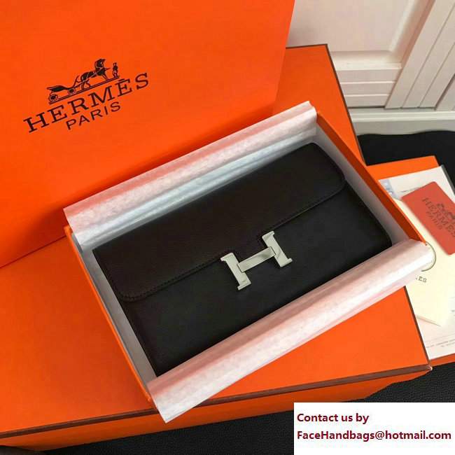 Hermes Swift Leather Constance Long Wallet Black