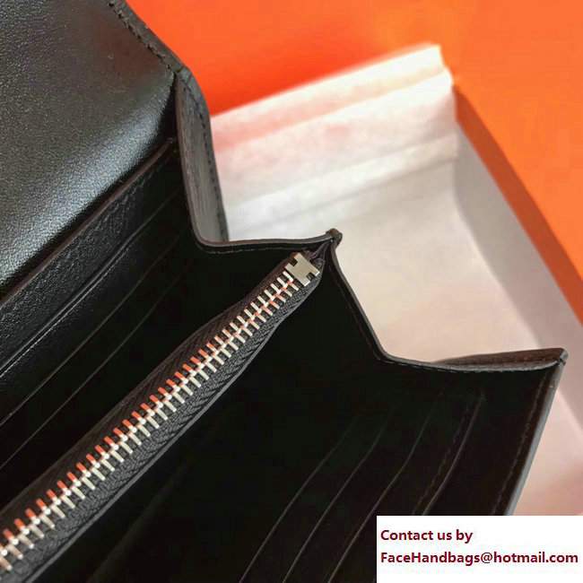 Hermes Swift Leather Constance Long Wallet Black