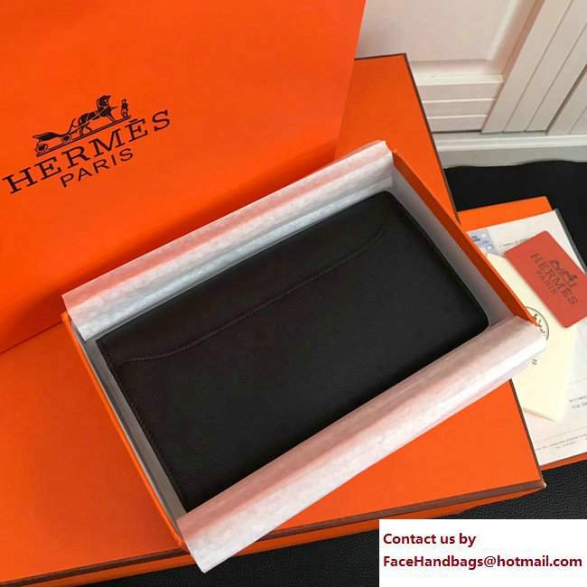 Hermes Swift Leather Constance Long Wallet Black