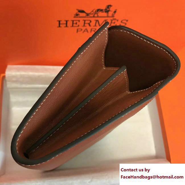 Hermes Swift Leather Constance Long Wallet Brown