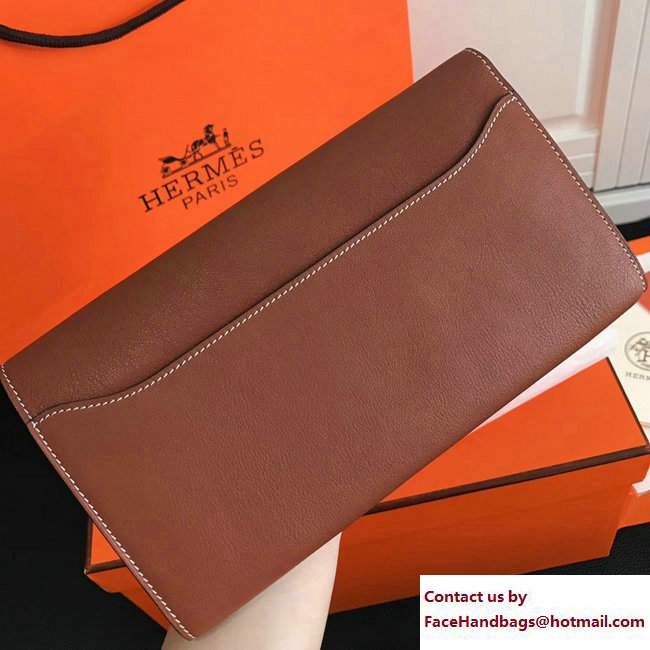 Hermes Swift Leather Constance Long Wallet Brown