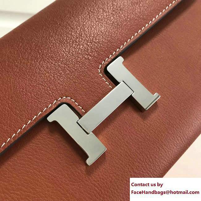 Hermes Swift Leather Constance Long Wallet Brown