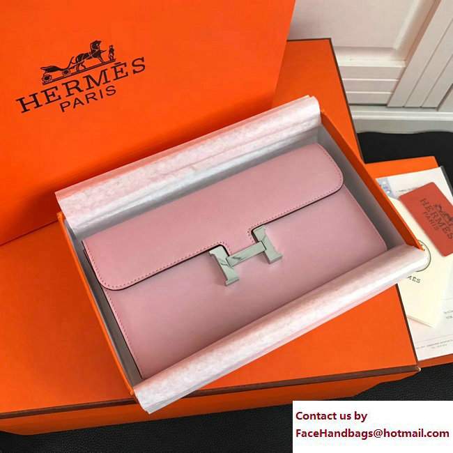 Hermes Swift Leather Constance Long Wallet Cherry Pink