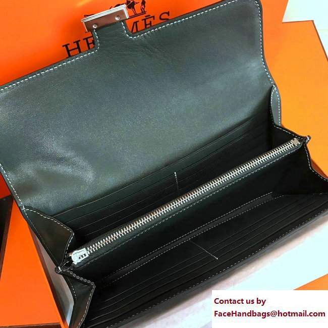 Hermes Swift Leather Constance Long Wallet Emerald Green