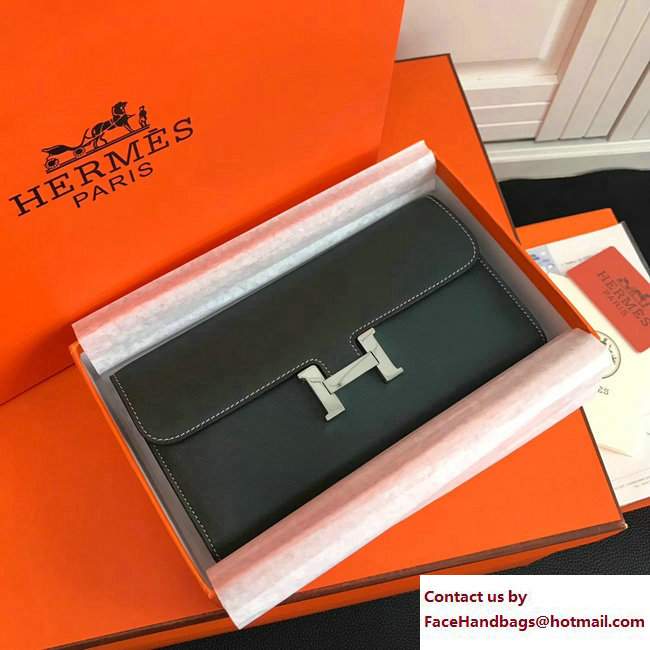 Hermes Swift Leather Constance Long Wallet Emerald Green