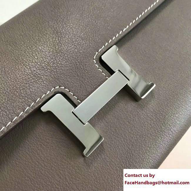 Hermes Swift Leather Constance Long Wallet Gray