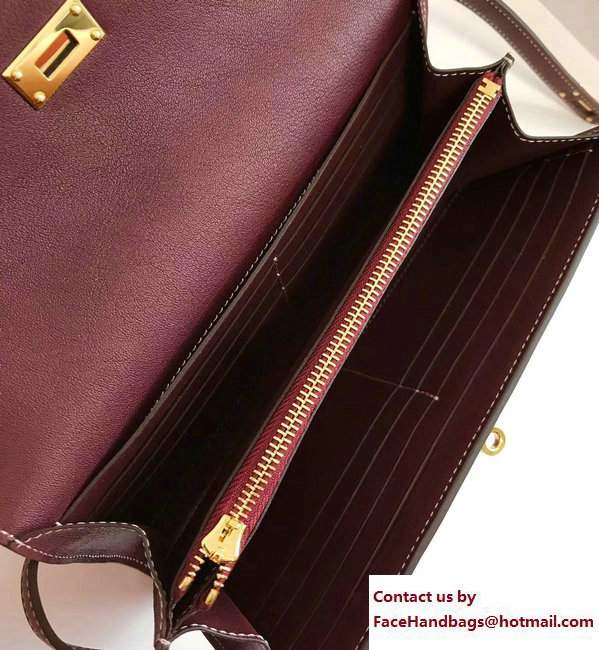 Hermes Swift Leather Kelly Long Wallet Bordeaux