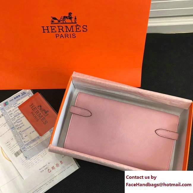 Hermes Swift Leather Kelly Long Wallet Cherry Pink