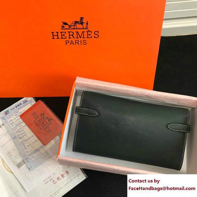 Hermes Swift Leather Kelly Long Wallet Emerald Green