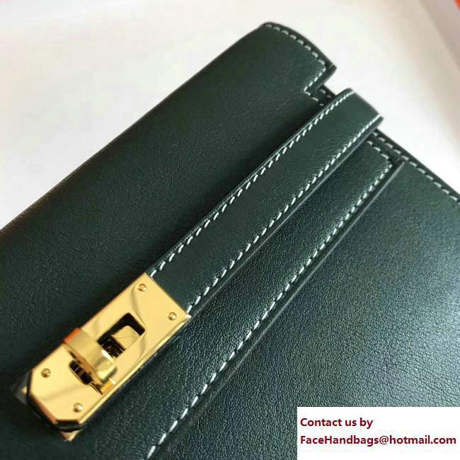 Hermes Swift Leather Kelly Long Wallet Emerald Green