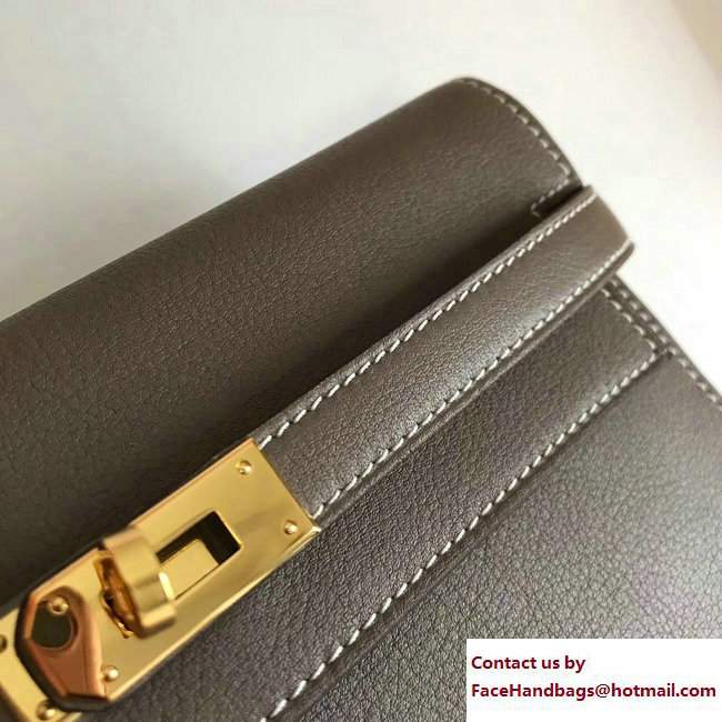 Hermes Swift Leather Kelly Long Wallet Gray