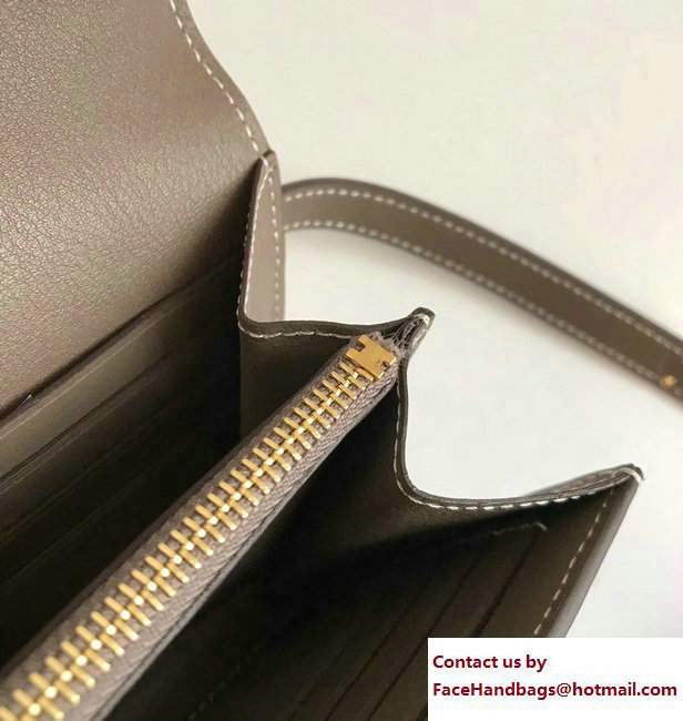 Hermes Swift Leather Kelly Long Wallet Gray