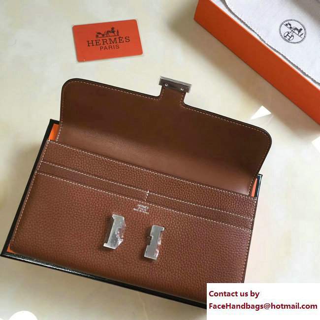 Hermes Togo Leather Constance Long Wallet Brown