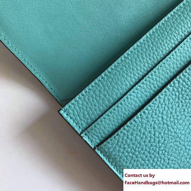 Hermes Togo Leather Constance Long Wallet Cyan