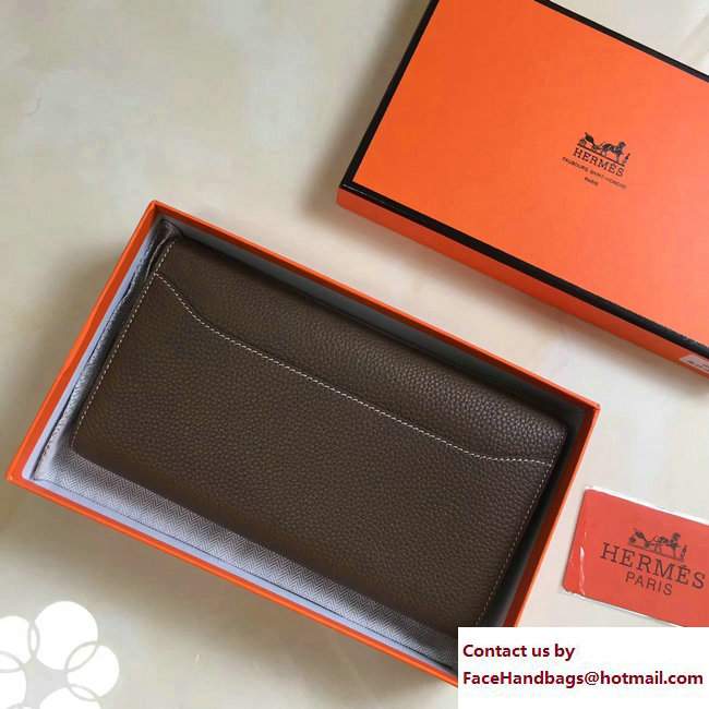 Hermes Togo Leather Constance Long Wallet Dark Etoupe