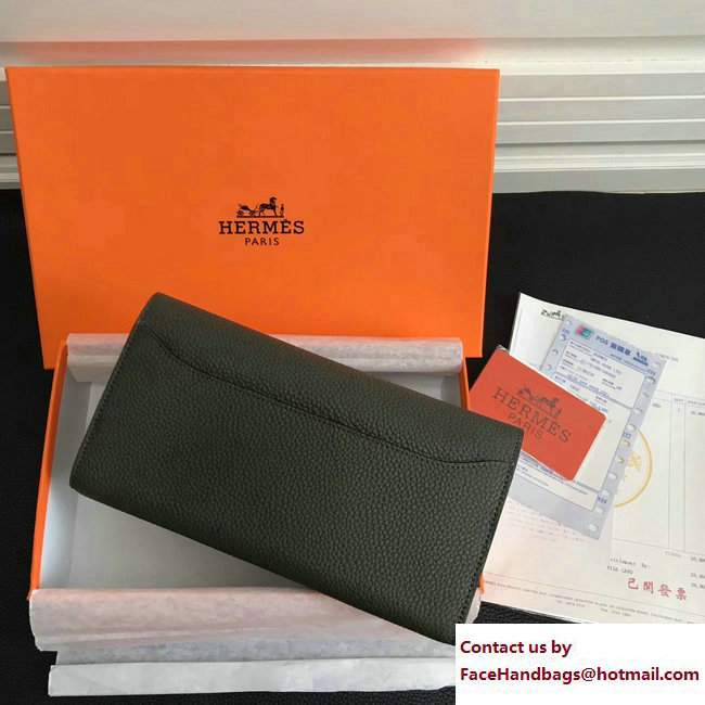 Hermes Togo Leather Constance Long Wallet Dark Green