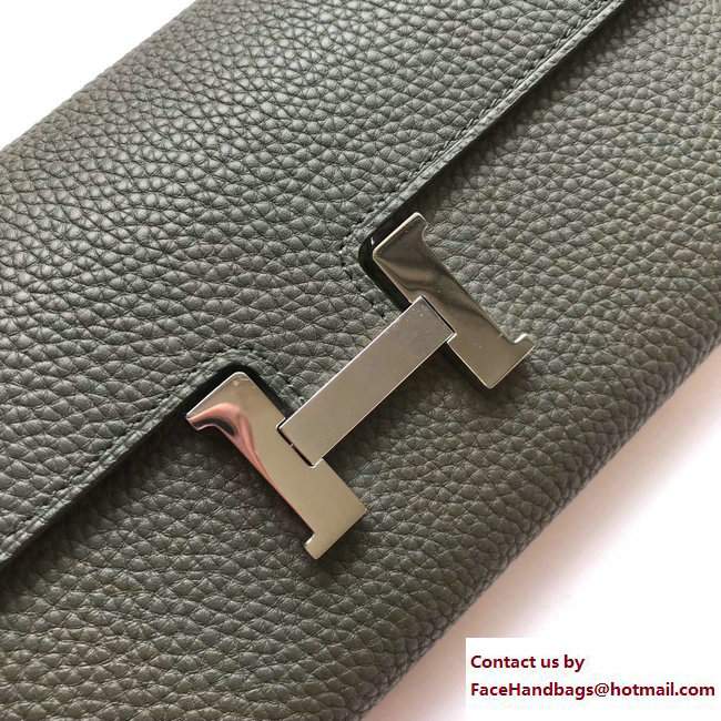 Hermes Togo Leather Constance Long Wallet Dark Green