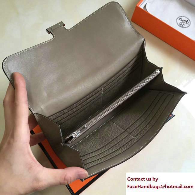 Hermes Togo Leather Constance Long Wallet Etoupe