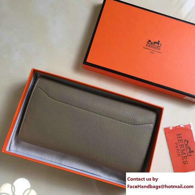 Hermes Togo Leather Constance Long Wallet Etoupe