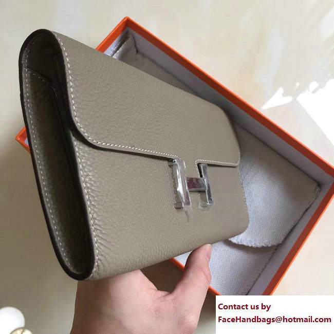 Hermes Togo Leather Constance Long Wallet Etoupe