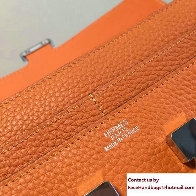 Hermes Togo Leather Constance Long Wallet Orange