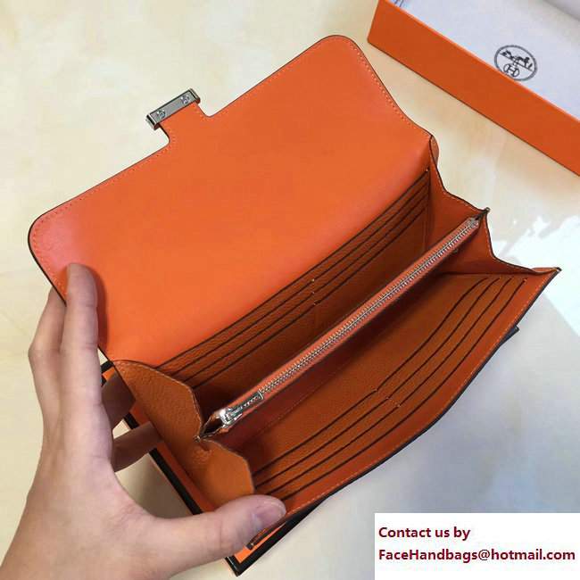 Hermes Togo Leather Constance Long Wallet Orange