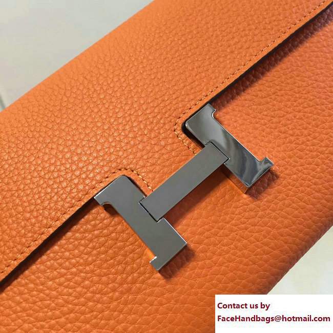 Hermes Togo Leather Constance Long Wallet Orange