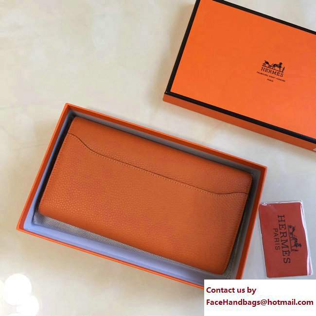 Hermes Togo Leather Constance Long Wallet Orange