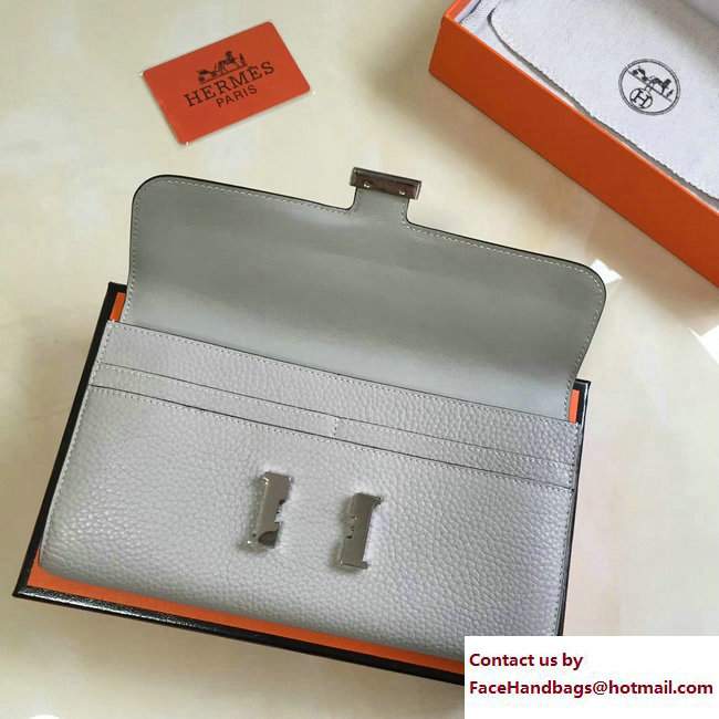 Hermes Togo Leather Constance Long Wallet Pale Gray