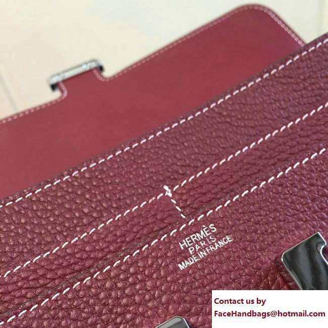 Hermes Togo Leather Constance Long Wallet Purplish Red