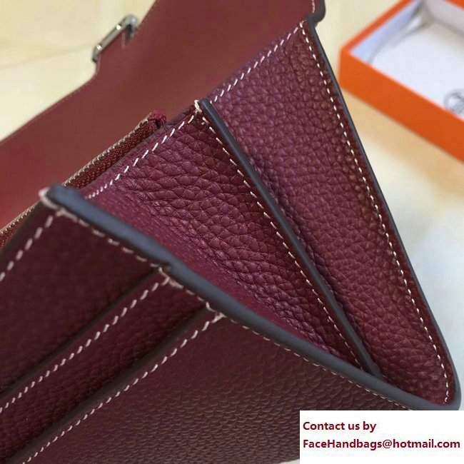 Hermes Togo Leather Constance Long Wallet Purplish Red